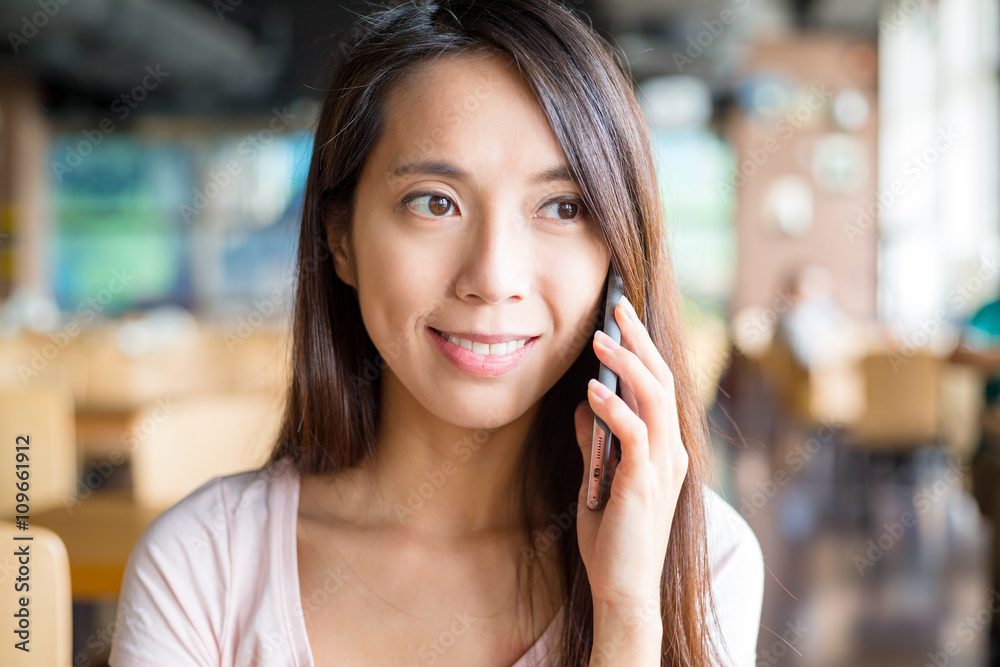 Woman talk to phone Woman talk to phone