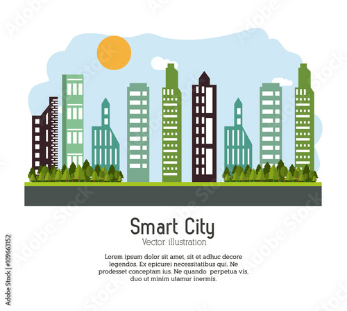 Smart city design. Social media icon. Technology concept