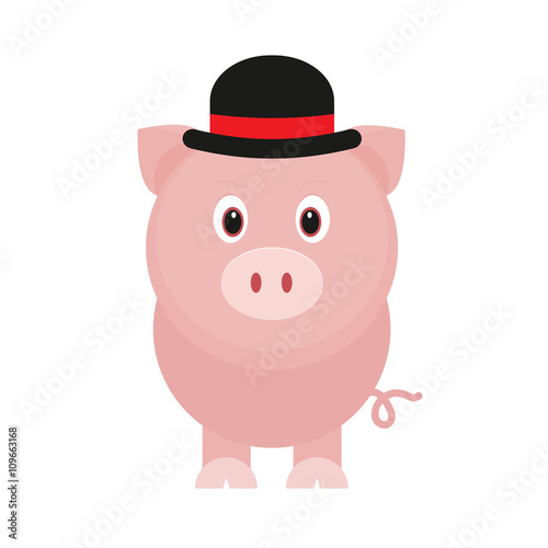 cartoon pig with hat