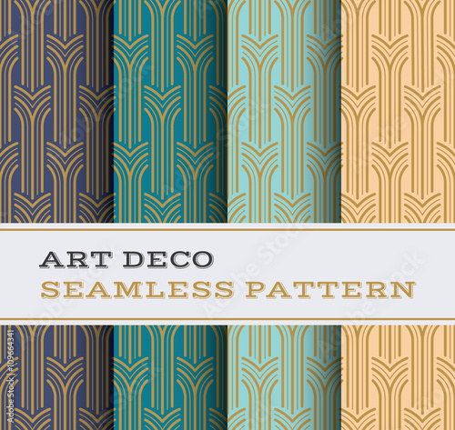 Art Deco seamless pattern with 4 colours background 05