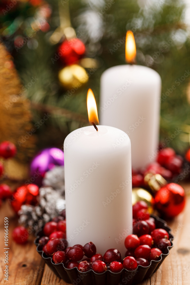 Christmas decorations with a candles