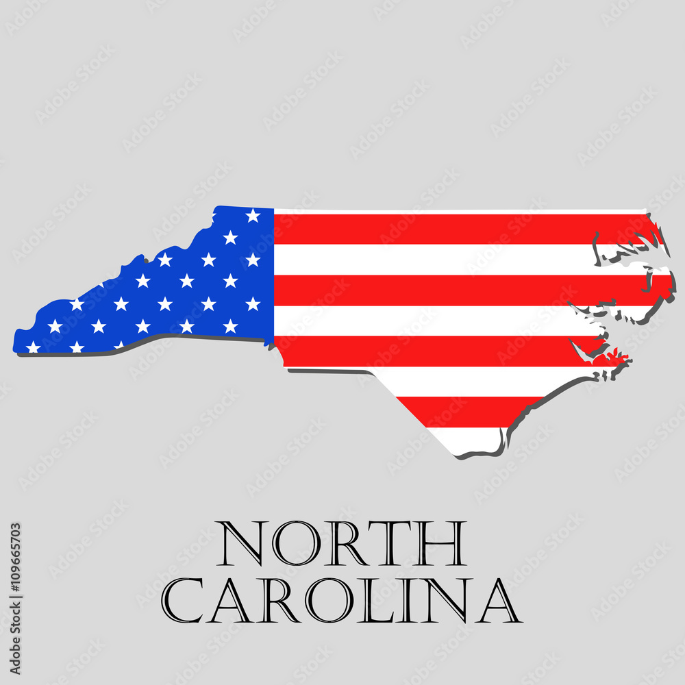 Map State of North Carolina in American Flag - vector illustration ...