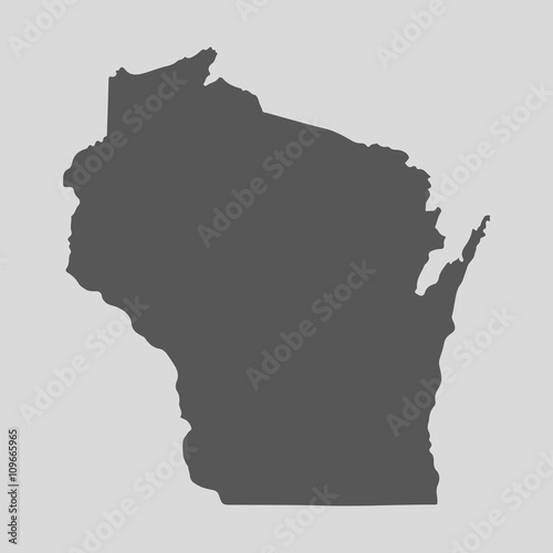 Black map state Wisconsin - vector illustration.