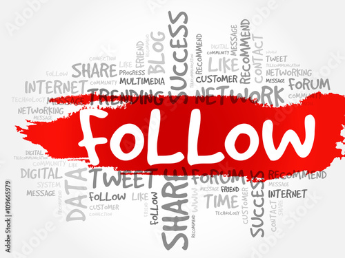 Follow word cloud, business concept