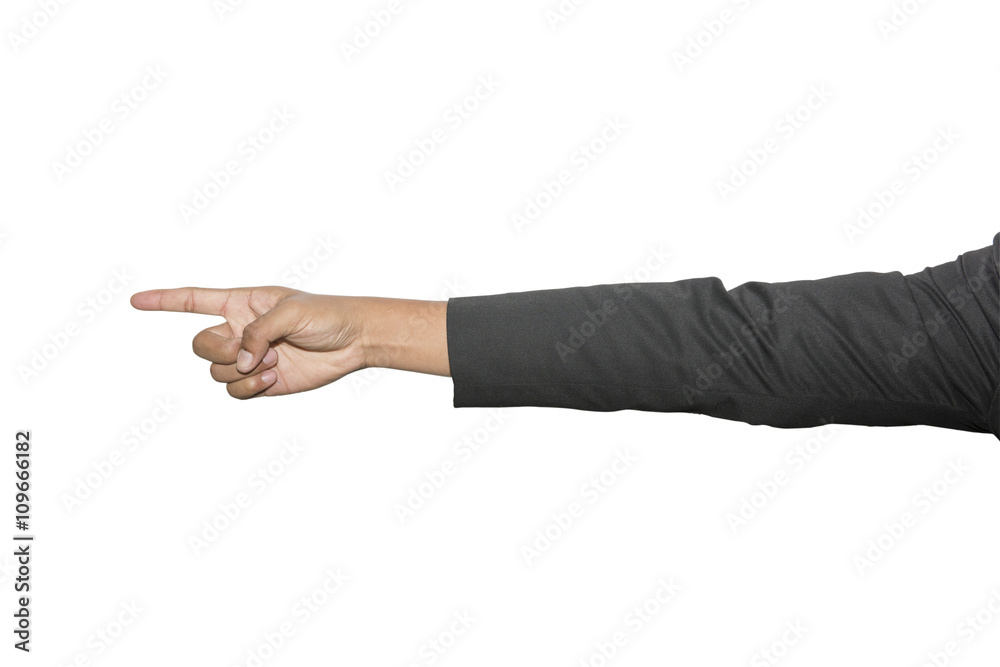 Gentlemen suit and pointing hand gesture Gentlemen suit and pointing hand gesture