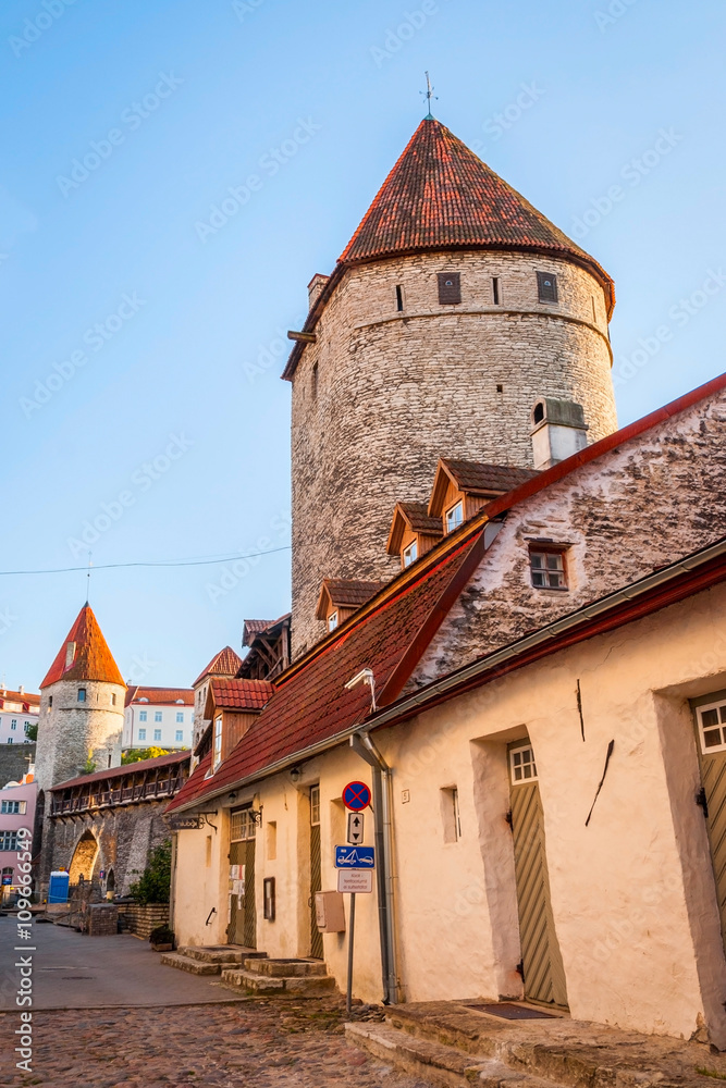 Fototapeta premium Medieval wall in Tallinn, Estonia