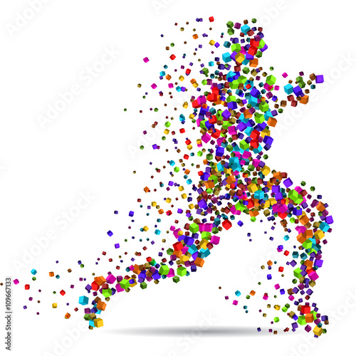 Running man silhouette. Abstract vector.