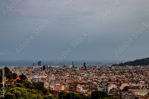 Panorama de Barcelone vu du Parc Güelle