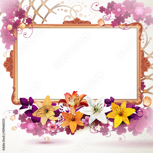 Golden frame with flowers