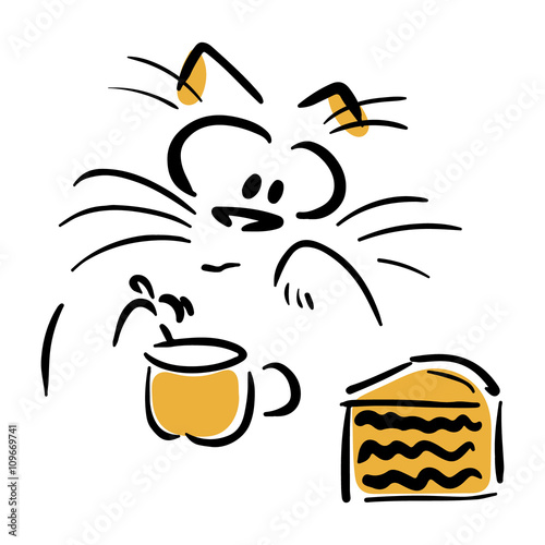 Cat is going to eat cake