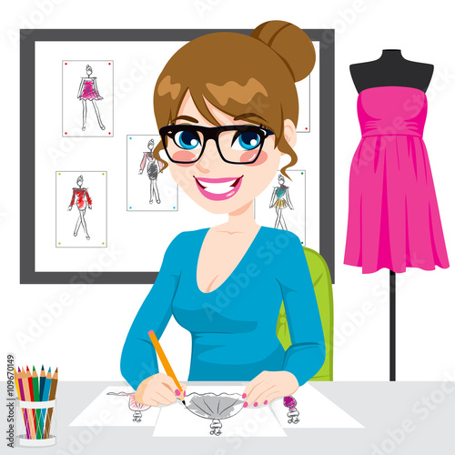 Fashion Designer Drawing Sketches