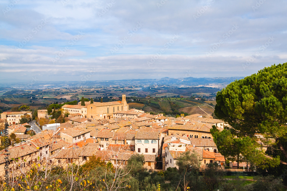 Panoramic view from San Gimignano, Tuscany, Italy