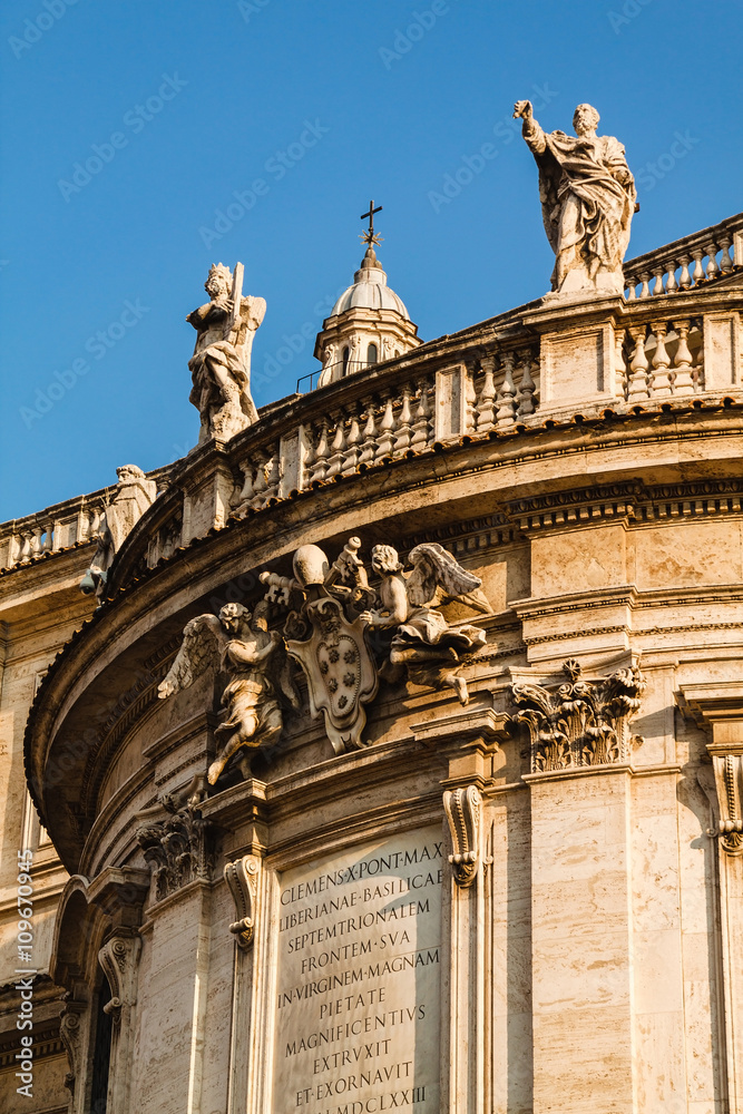 Close up view of the Basilica di Santa Maria Maggiore, Rome, Ita