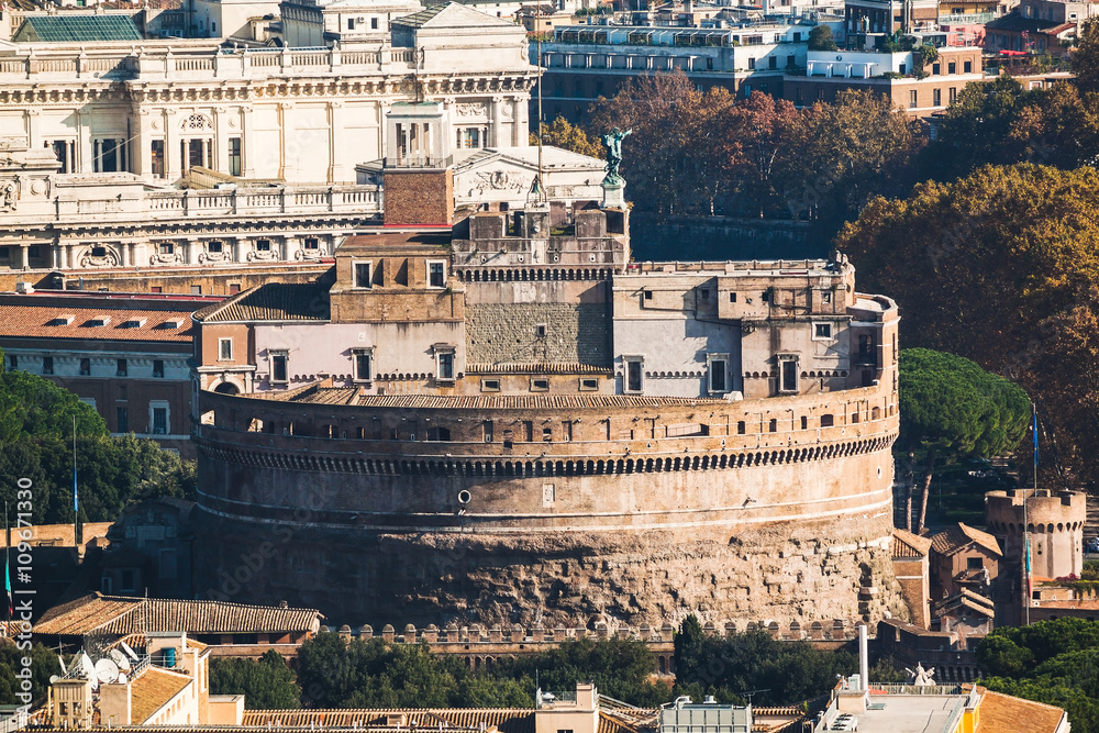 Close up view of Castle Sant'Angelo taken from St Peter Basilica