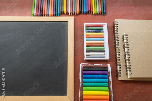 Color crayon and blackboard