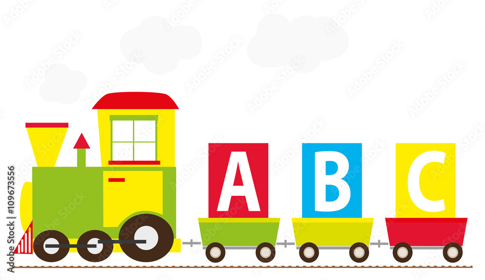 Simple abc toy train - vectors illustration for children