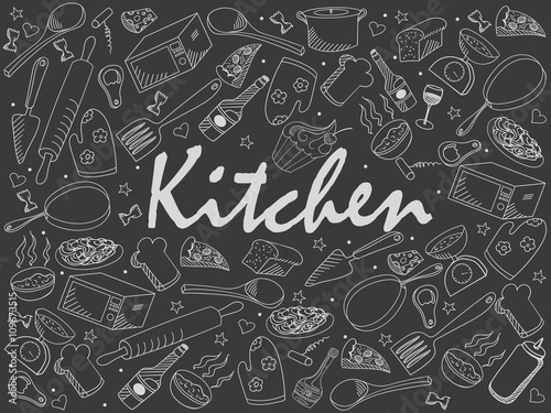 Kitchen chalk vector illustration