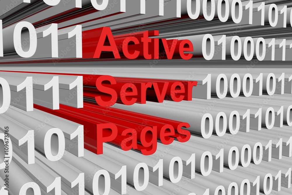 Active Server Pages in the form of binary code, 3D illustration Active Server Pages in the form of binary code, 3D illustration