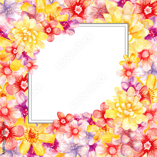 Watercolor floral frame.