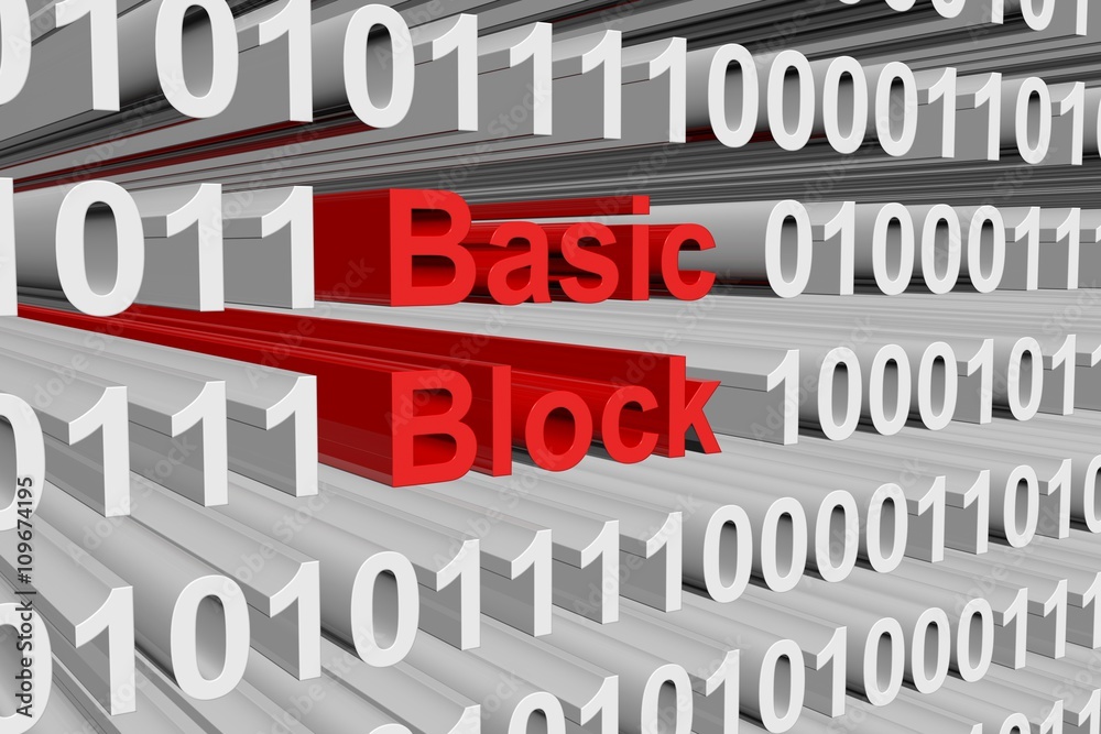 basic block in a binary code 3D illustration