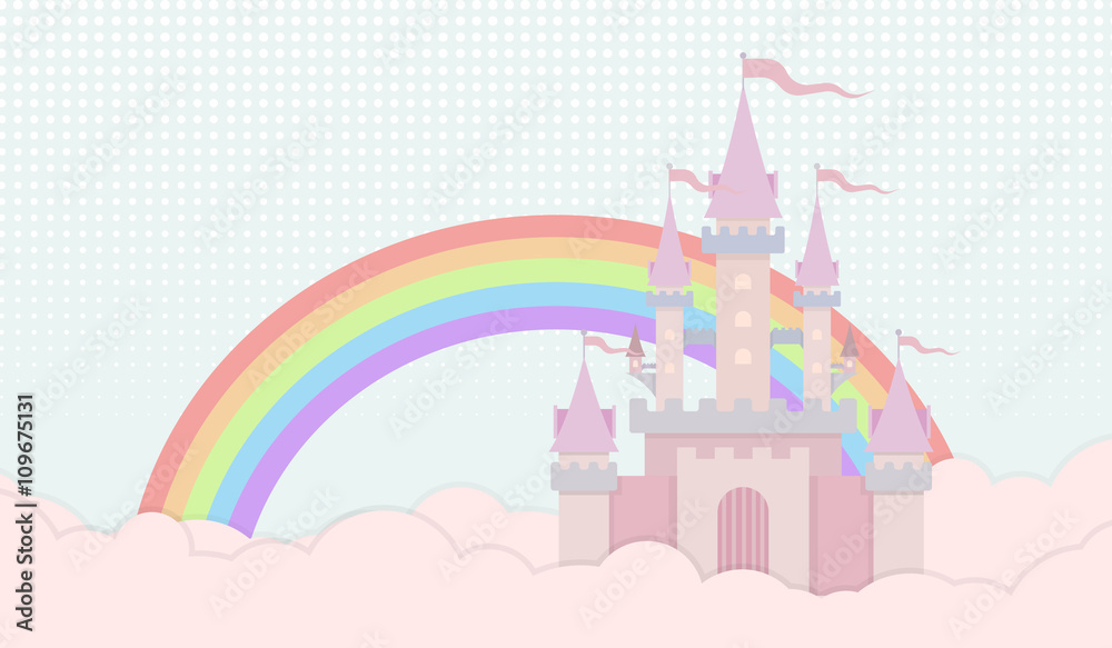 sweet castle in pastle color background vector