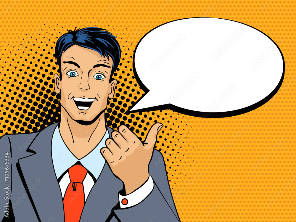 Surprised man with pointing finger in pop art retro style. Surprised man with pointing finger in pop art retro style.