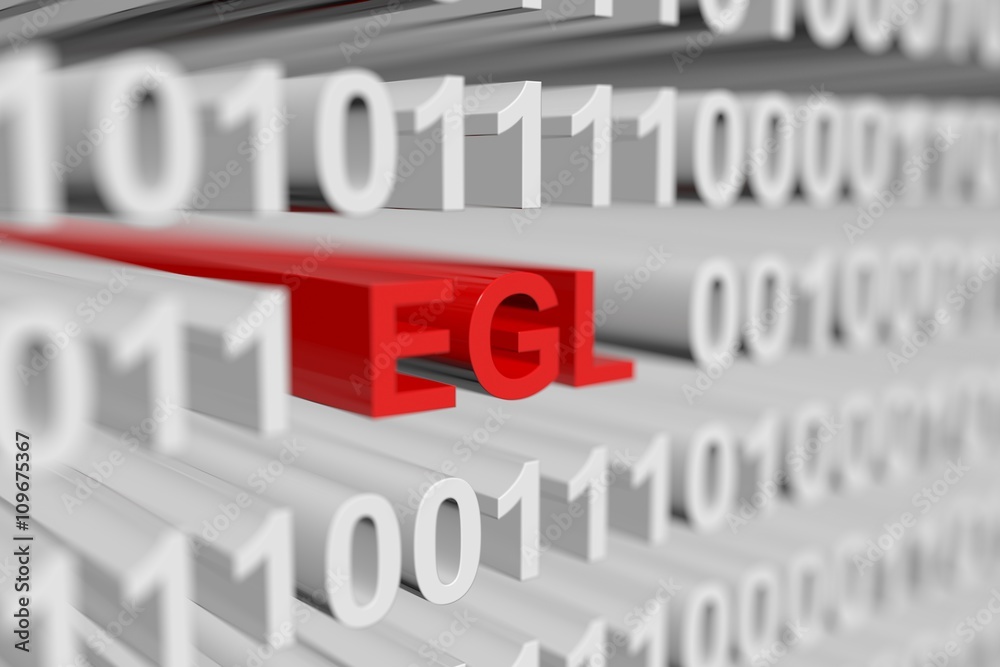EGL as a binary code with blurred background 3D illustration
