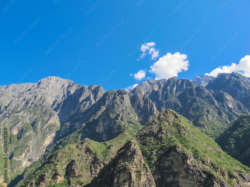 Mountain at Tiger Leaping Gorge. Located 60 kilometers north of Lijiang City, Yunnan Province, China.