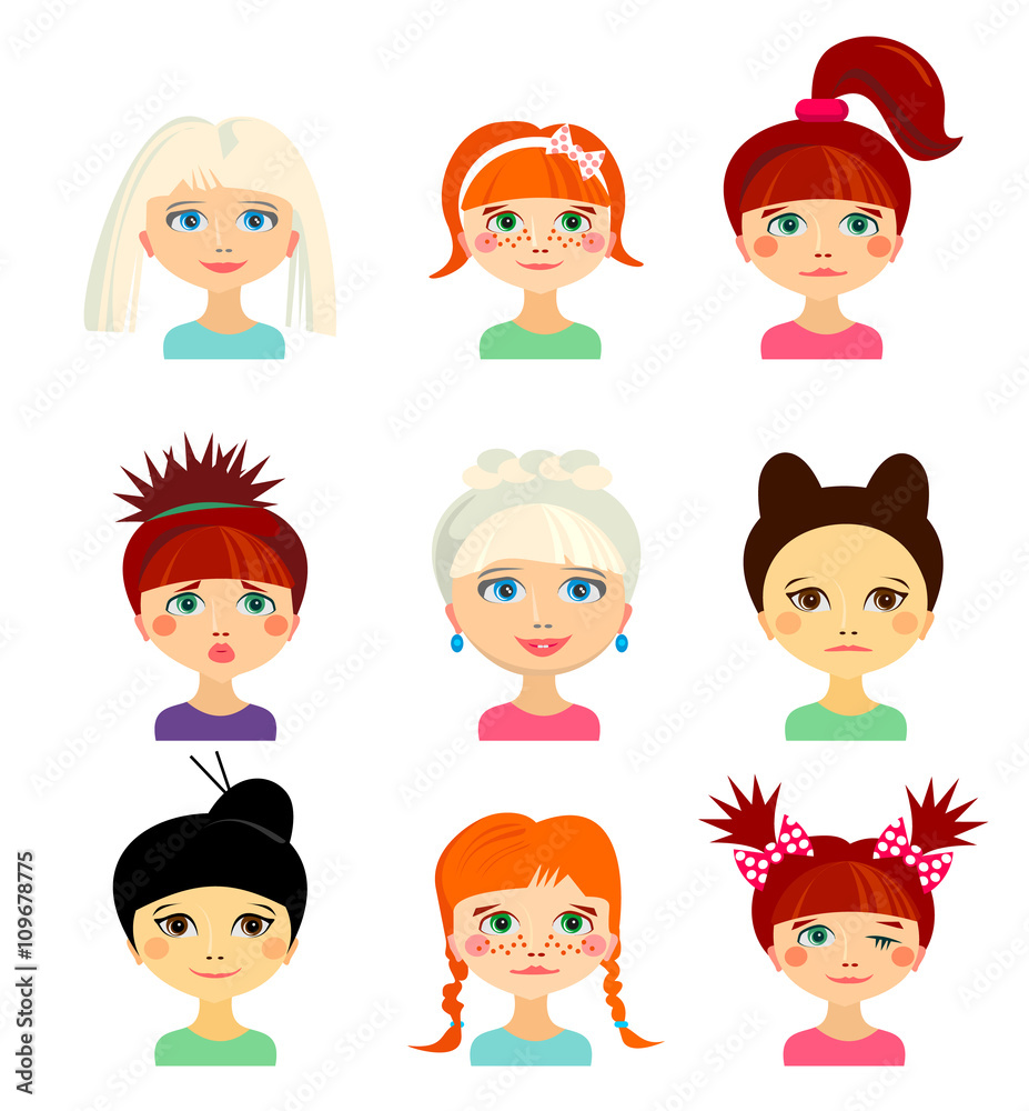 Avatar set with womens of different ethnicity origin Avatar set with womens of different ethnicity origin