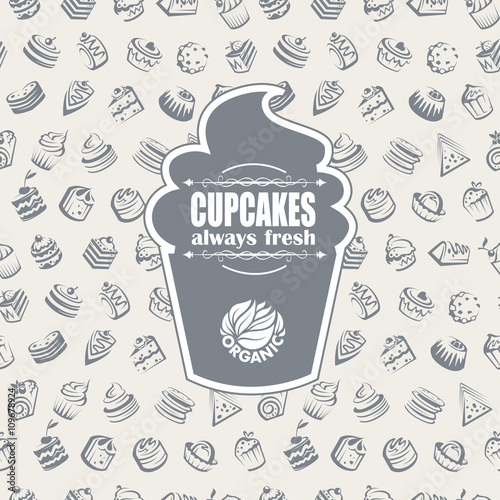 seamless background with cakes and cupcakes