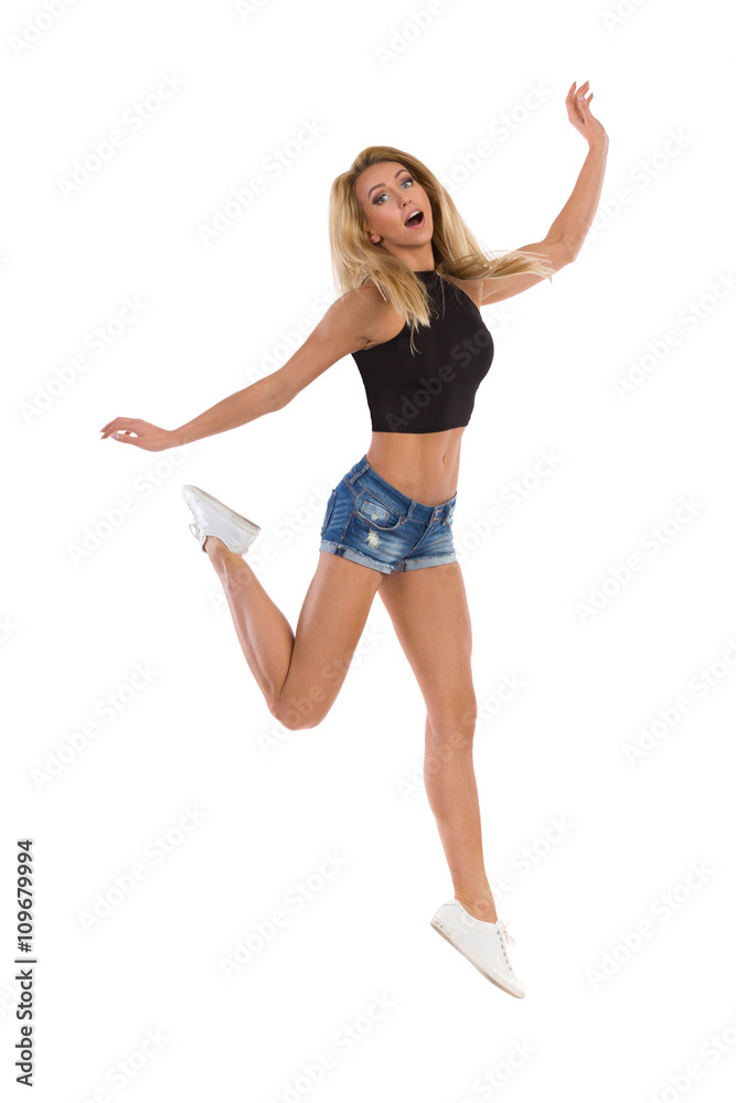 Surprised Woman Jumping