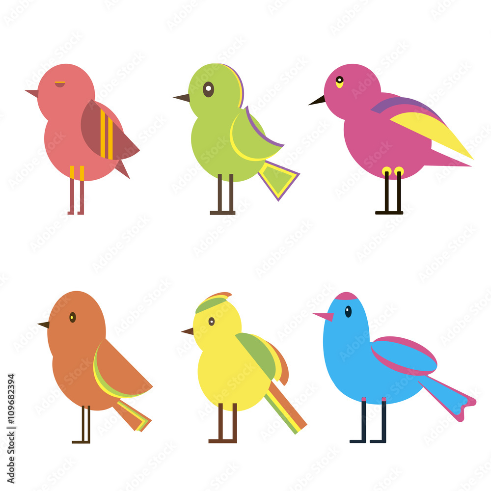 Fototapeta premium Set Color Birds
