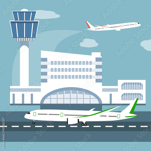 The Illustration of Airport Terminal