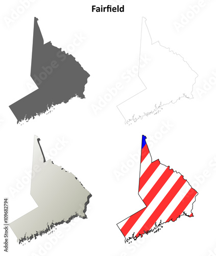 Fairfield County, Connecticut outline map set