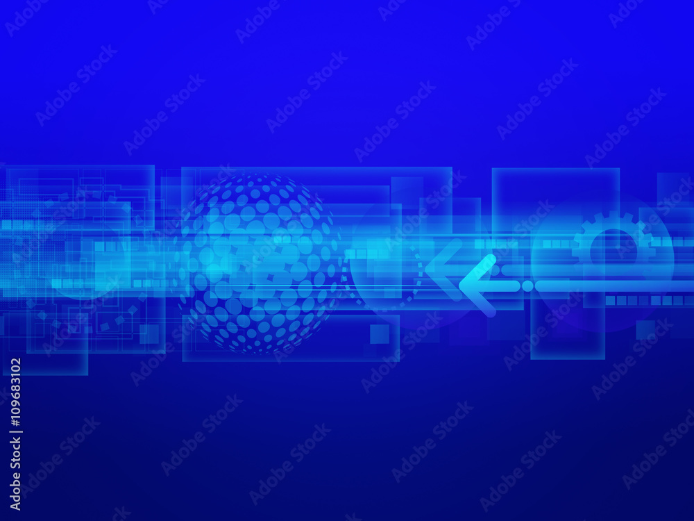  Abstract Blue technology background with gradient square and circle
