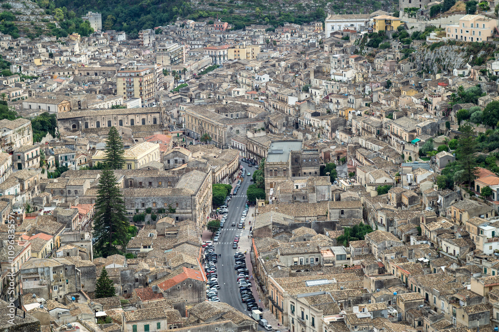 Aerial view of Modica old town, Sicily