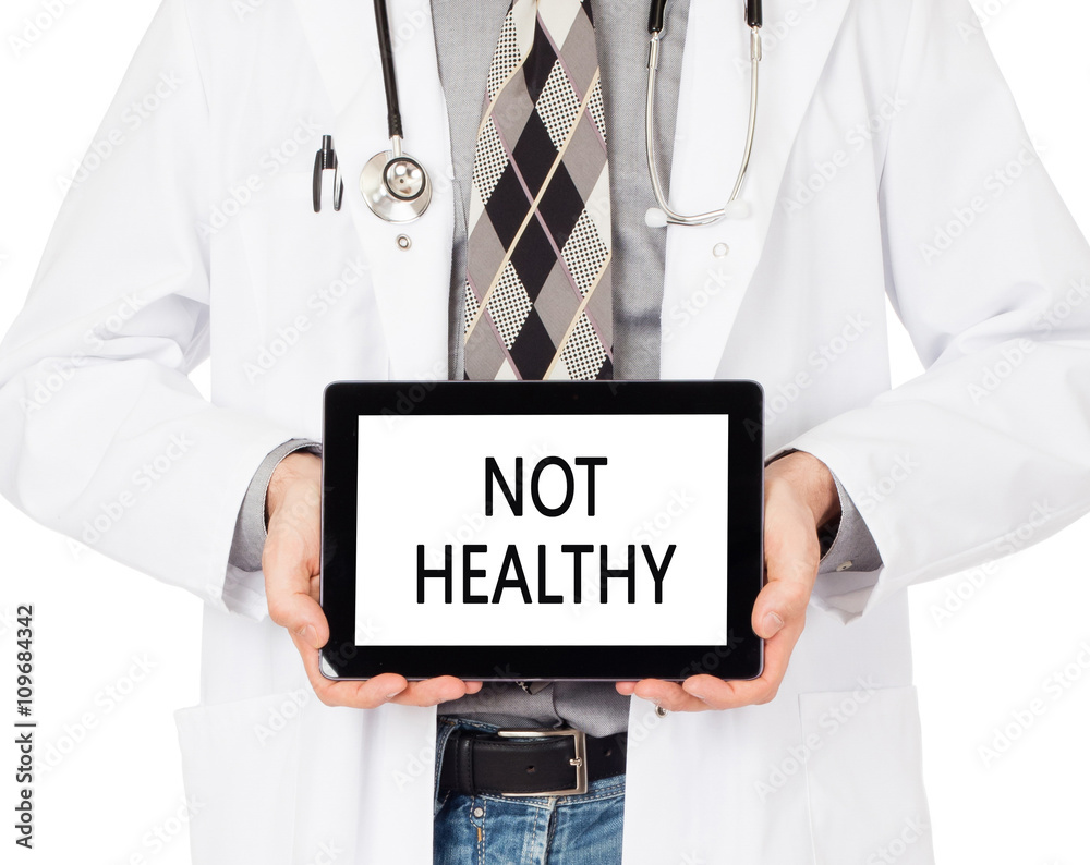 Doctor holding tablet - Not healthy Doctor holding tablet - Not healthy