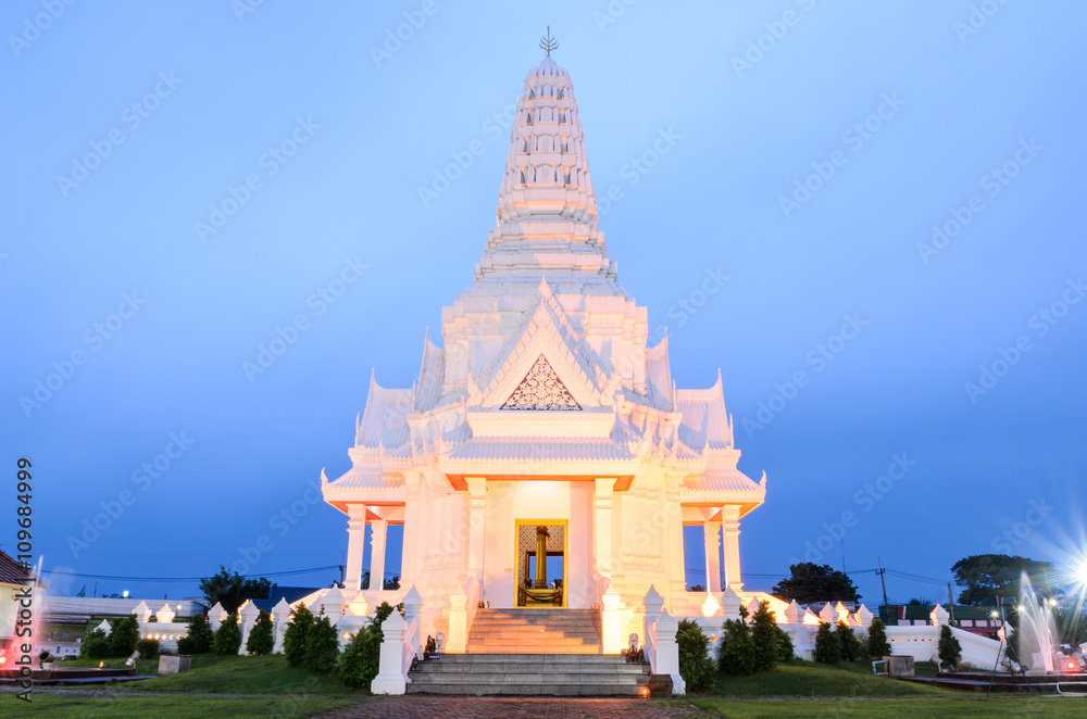 The worship place of the city at dusk, Sisaket, Thailand
