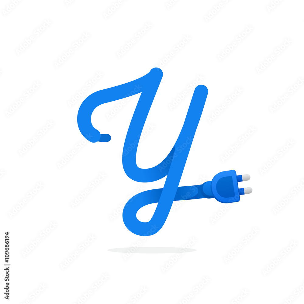 Y letter logo formed by plug cable. Y letter logo formed by plug cable.