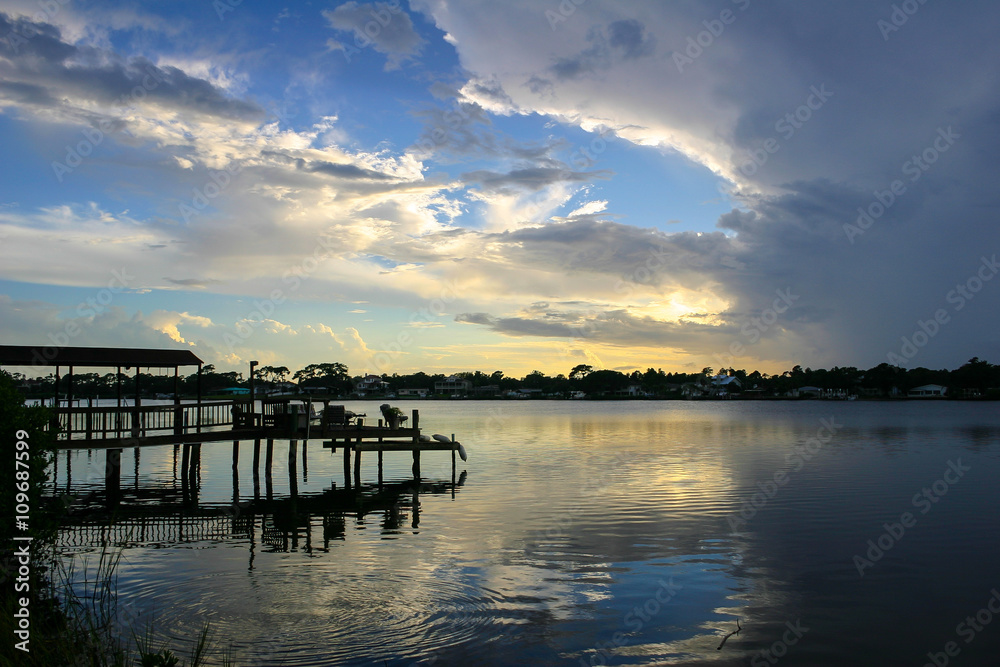 Sunset over the Bayou, Tarpon Springs, Pinellas County, Near St. Petersburg, Florida