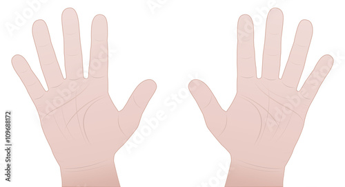 Male hands - inner hand comic vector illustration on white background.