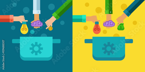 Flat concept of startup making profit.