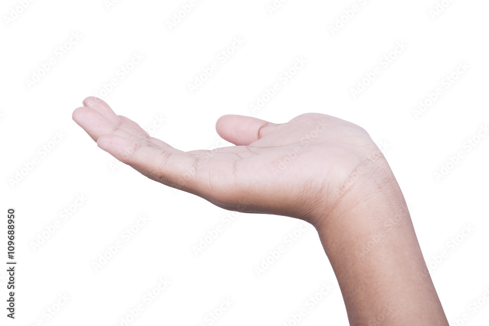 Open palm hand isolated on white background