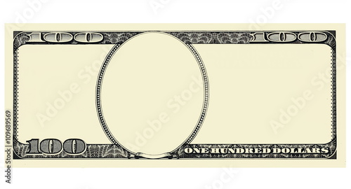 100 Dollar Bill Front with copyspace, isolated for design
