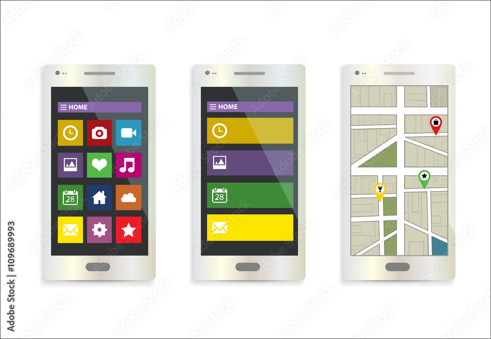 smartphone applications, menus, maps