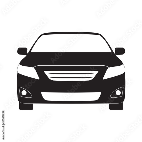 Car front icon. Vector black vehicle silhouette isolated on white background.