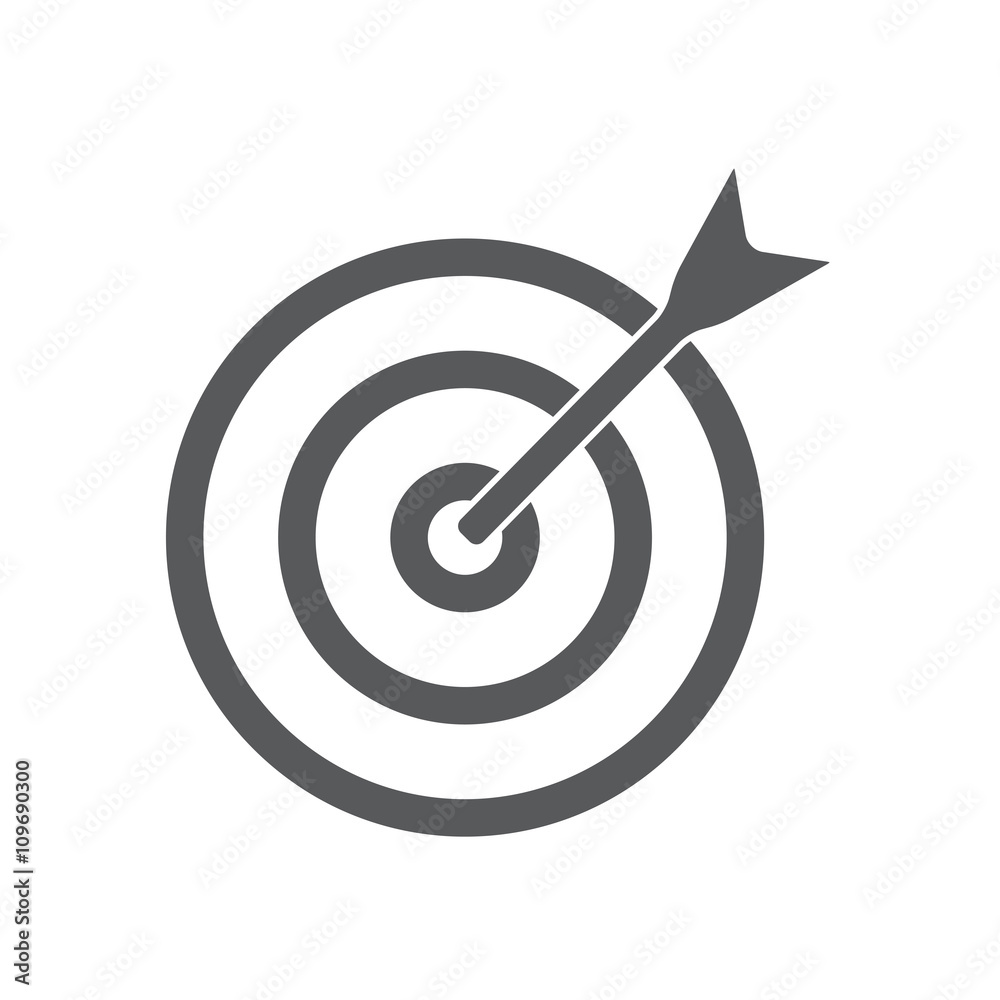 Target with arrow icon or sign isolated on white background. Vector illustration. Target with arrow icon or sign isolated on white background. Vector illustration.
