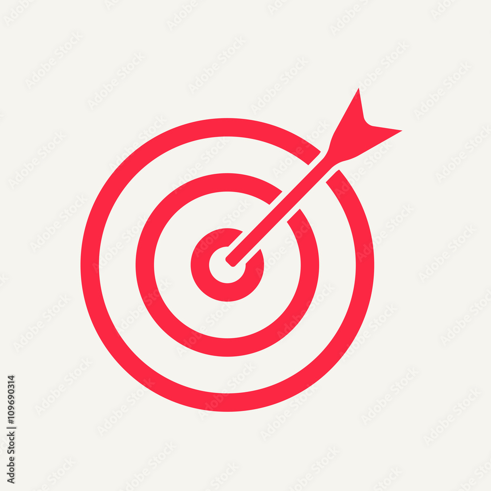 Target with arrow icon. Archer symbol. Vector illustration. Target with arrow icon. Archer symbol. Vector illustration.