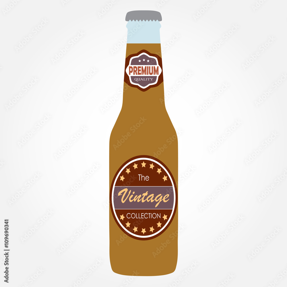 Beer bottle with label isolated on white background. Colorful vector illustration. Flat design. Beer bottle with label isolated on white background. Colorful vector illustration. Flat design.