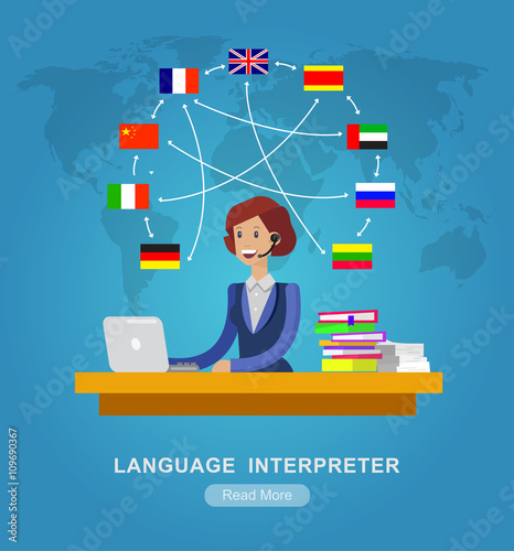 Vector detailed character Language translator 